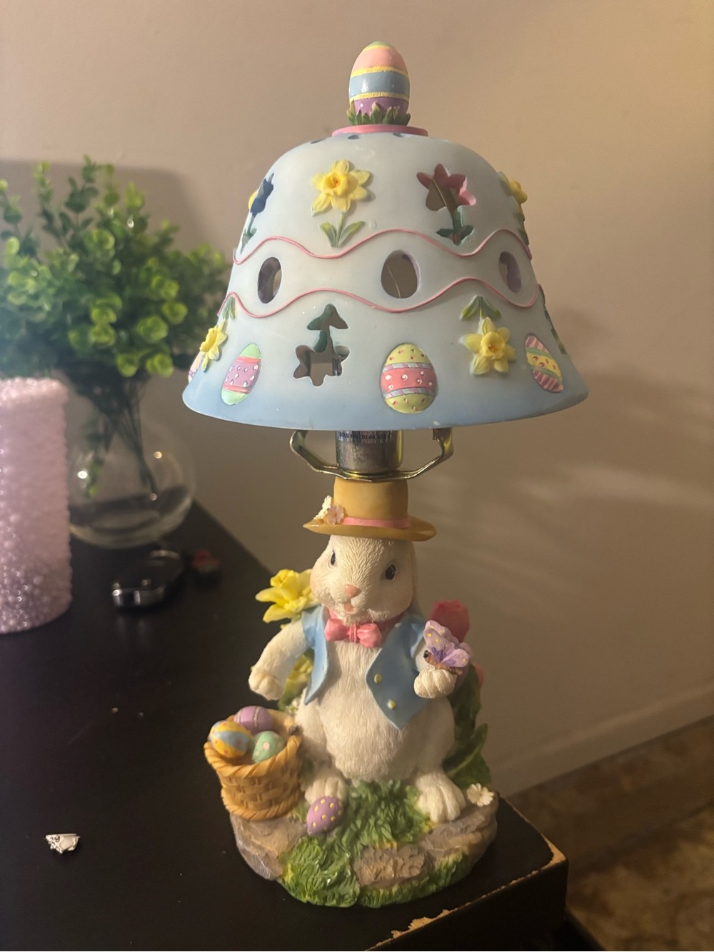Easter Bunny Ceramic Table Lamp - Pastel Blue